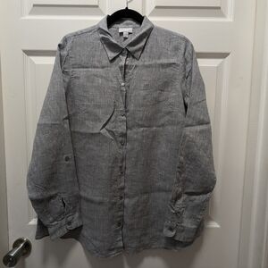 Womens J.Jill Button Down love Line Long Sleeve Lightweight Dark Gray Size small